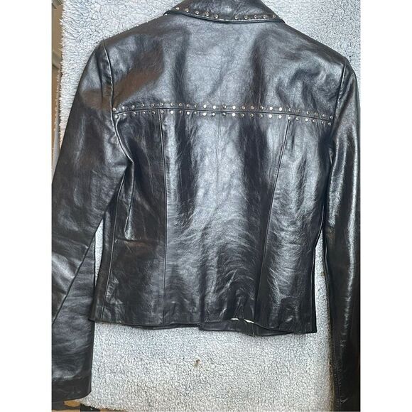 John Carlisle Black Leather Studded Jacket Size S - Picture 7 of 15